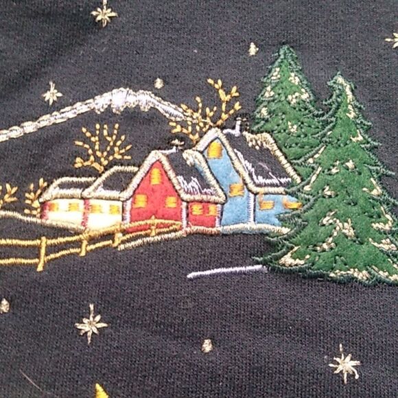 Bobby Brooks Women's Sm Long Sleeve Winter/Bird's Scene Starry Night Country - Picture 3 of 9